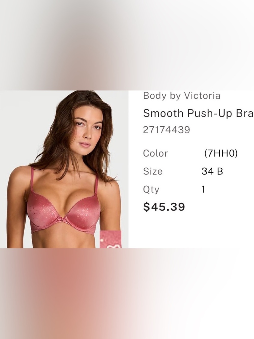 Victoria's Secret Rose Pink Lightly Padded Underwire Bra